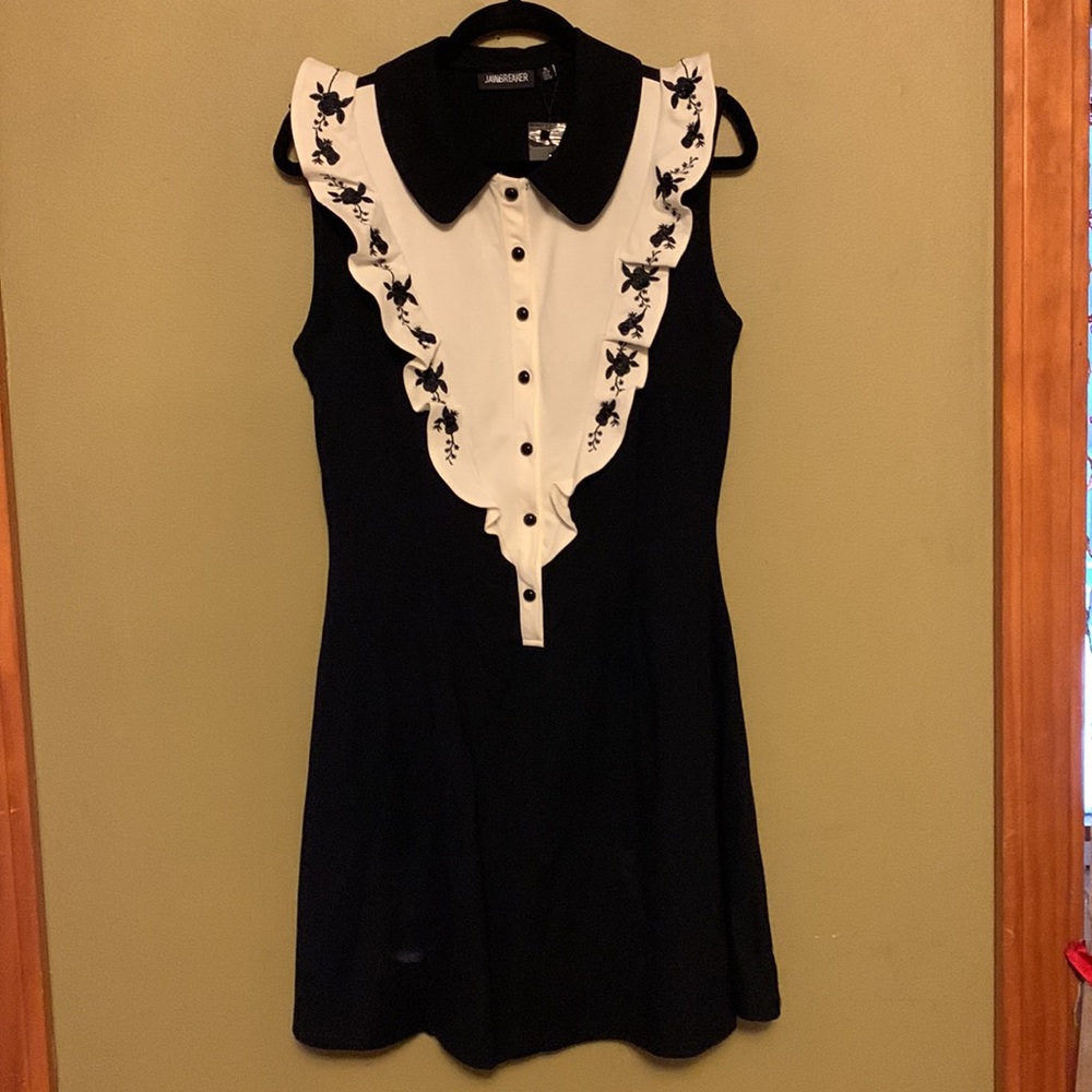 Black & White Embroidered Roses Dress